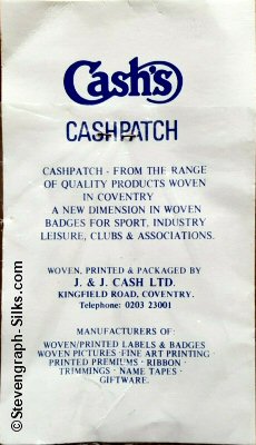 J & J Cash woven saw-on label reverse