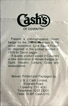 J & J Cash woven saw-on label reverse