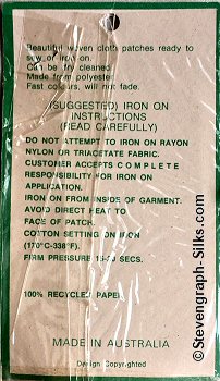 J & J Cash woven saw-on label reverse