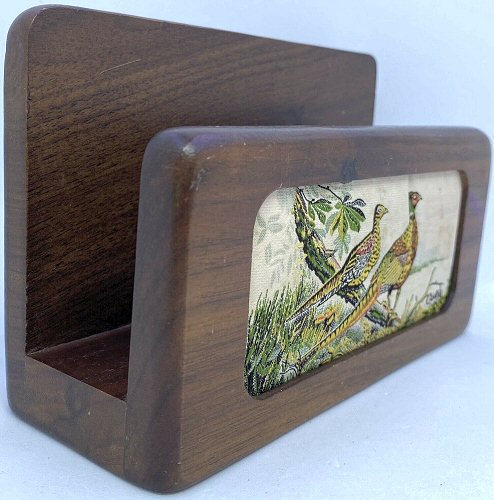 J & J Cash wooden Letter holder with woven picture of Pheasants