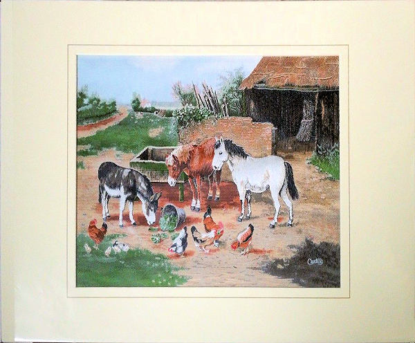 J & J Cash woven picture of various farm animals