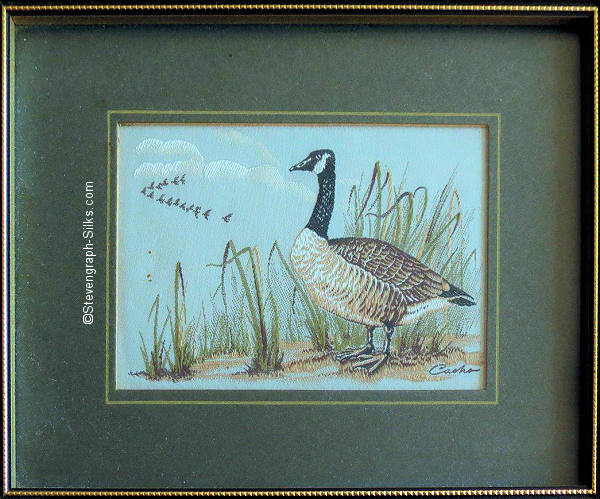 J & J Cash woven picture of a bird, with no words, but image of a Canada Goose