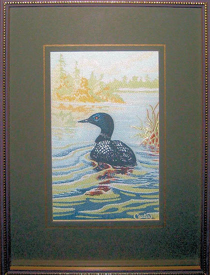 J & J Cash woven picture of a Common Loon duck