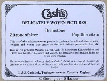 back label of this picture, with title of butterfly in three languages