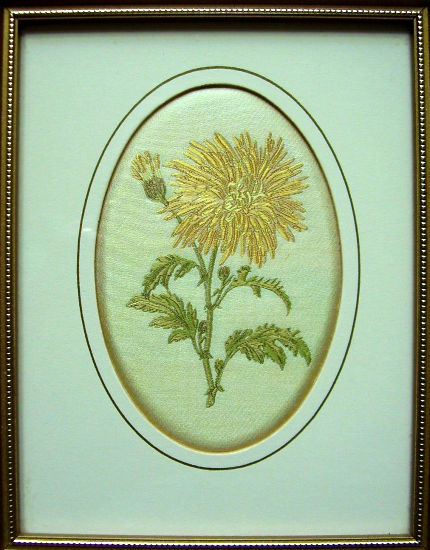 J & J Cash woven picture of a Chrysanthemum