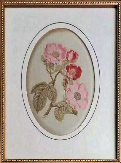 J & J Cash woven picture of a pink rose