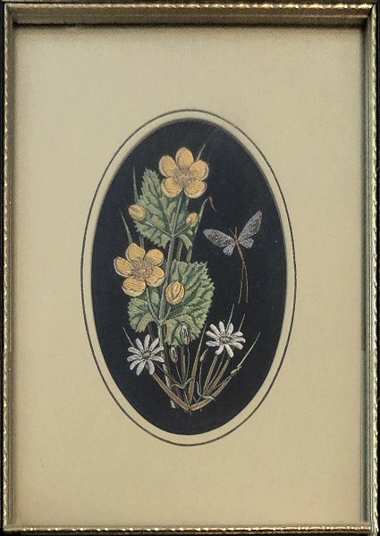 J & J Cash woven picture of Waterside European Wild Flowers, Marsh Marigold & Marsh Stitchwort
