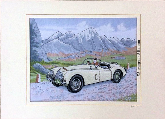 J & J Cash woven picture of an XK120 Jaguar for the Jaguar Daimler Heritage Trust