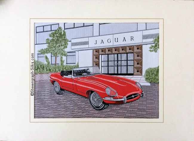 J & J Cash woven picture of an E Type Jaguar for the Jaguar Daimler Heritage Trust