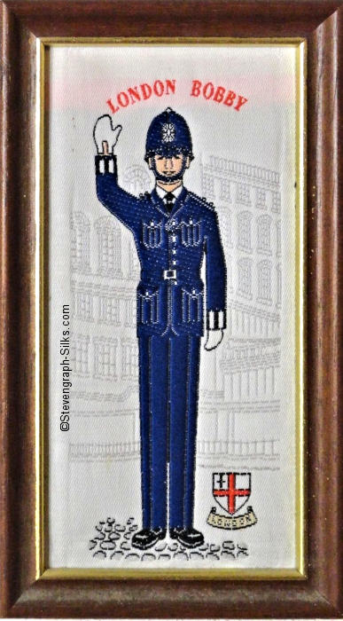 J & J Cash woven picture with image of a policeman