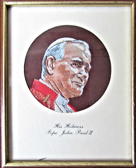 J & J Cash woven picture of His Holiness Pope John Paul II
