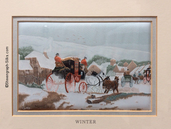 J & J Cash woven picture with title word: WINTER