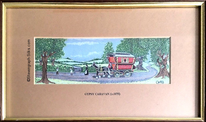 J & J Cash woven picture with title words of Gypsy Caravan (c. 1875)