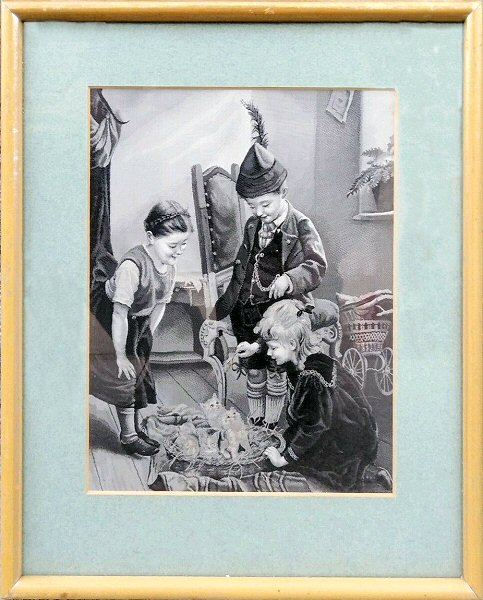 J & J Cash woven picture without words, but titled Bon Amis