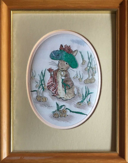 J & J Cash un-glazed woven padded picture with Benjamin Bunny