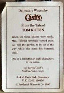 back label of this picture, with short extract from the Beatrix Potter story