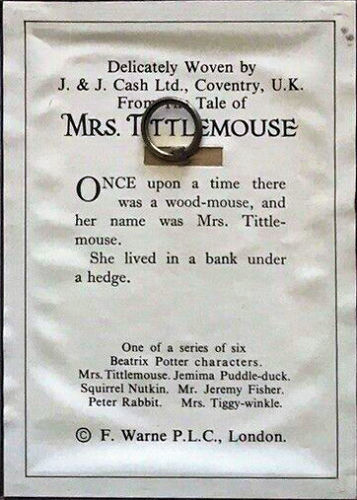 back label of this picture, with short extract from the Beatrix Potter story