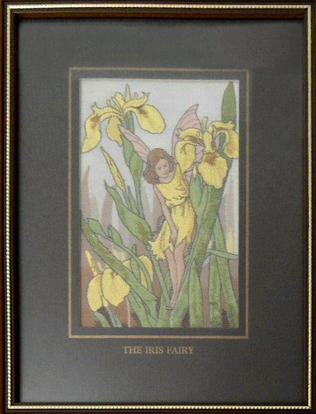 J & J Cash woven picture with IRIS FAIRY title and image of a yellow fairy