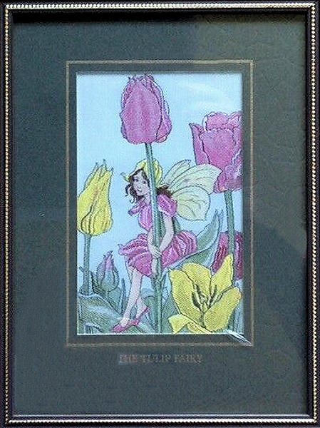 J & J Cash woven picture with TULIP FAIRY title and image of a violet fairy
