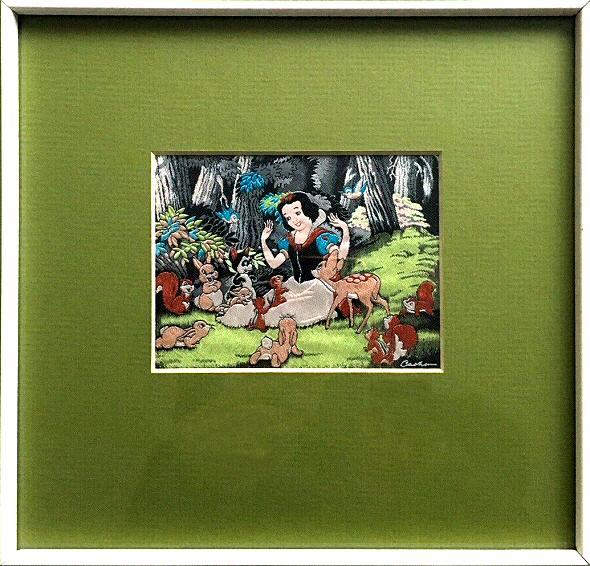 J & J Cash woven picture with scene from the film " Snow White "