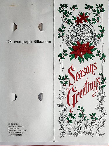 view of front and back cover of stiff card folder with bookmark in the inside