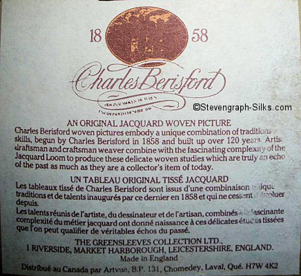 printed back label, with Berisford's name