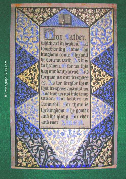 Large silk woven panel with words of Lord's Prayer