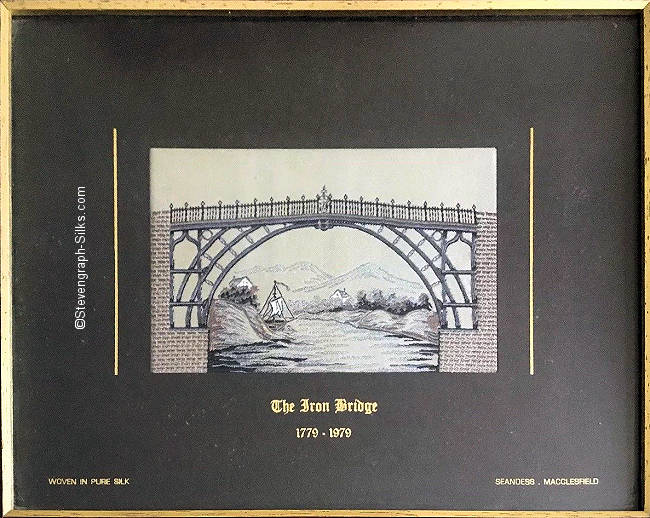 picture with image of The Iron Bridge over the River Severn, and title words printed beneath