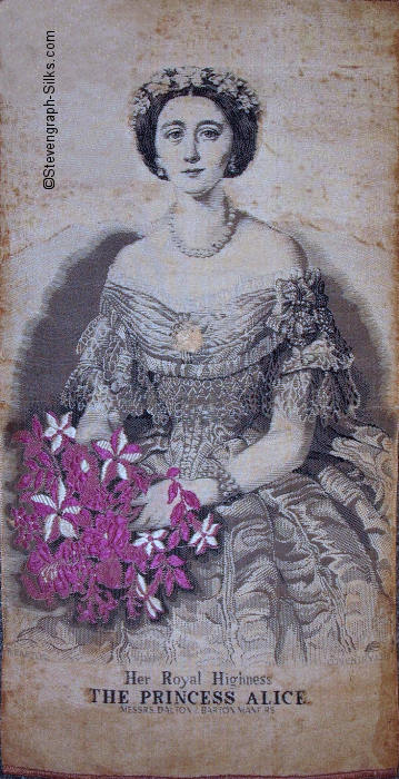 framed silk portrait of Princess Alice