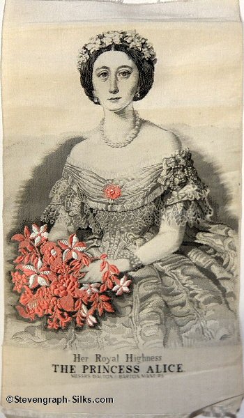 framed silk portrait of Princess Alice