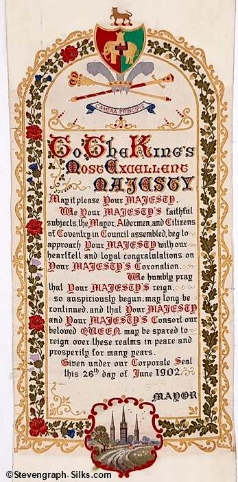 Ribbon, known as The Loyal Address to H.M. King Edward VII, 1902