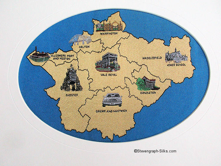 annoted woven map of Cheshire