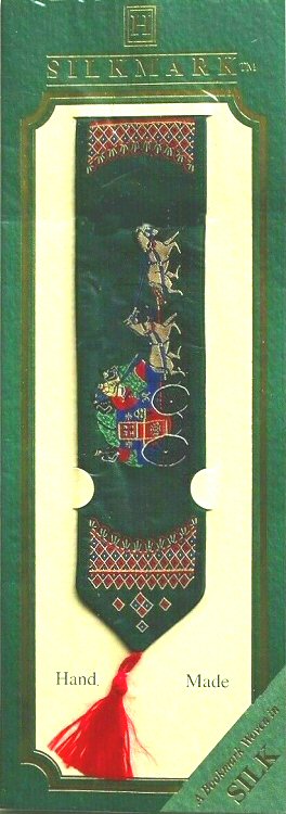 woven bookmark with no words, just image of coach & horses