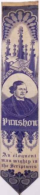 bookmark with portrait of Punshon and title words