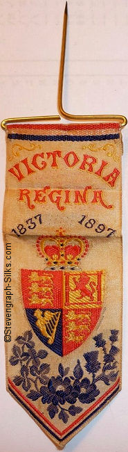 Bookmark type Royal favour, or badge, with title words and Royal crest