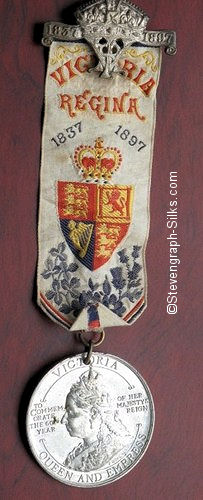 Bookmark type Royal favour, or badge, with title words and Royal crest