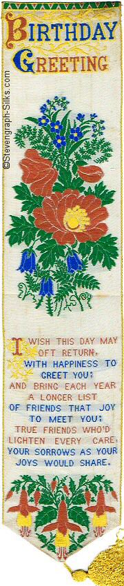 Bookmark with title words, image of flowers and words of a verse