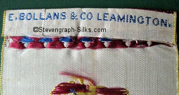 Bollans & Co. logo woven on the reverse top turn-over of this bookmark