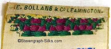 E. Bollans & Co logo on the reverse top turn-over of this bookmark