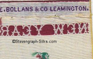 E. Bollans & Co. logo on the reverse top turn-over of this bookmark