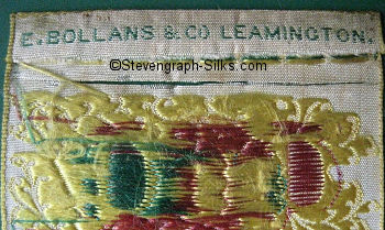 Bollans & Co. logo woven on the reverse top turn-over of this bookmark