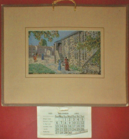 Brocklehurst-Whiston (BWA) silk image of the Unitarian Chapel, Macclesfield as an original 1955 calendar