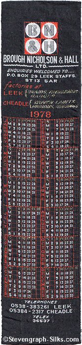 Bookmark with calendar of 1978