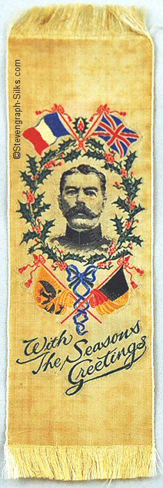 Short bookmark with portrait of Lord Kitchener, and title words below