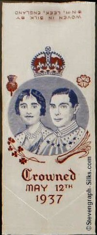 Short bookmark with portrait of King George VI and Queen Elizabeth