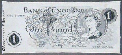 loose silk in the design of an old British pound note