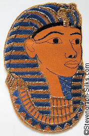 loose silk with image of pharoah woven in dark blue