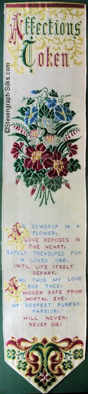 Bookmark with title words, image of flowers, then words of verse