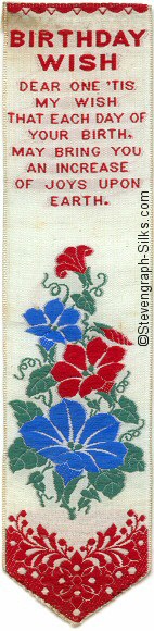 same bookmark, but with different coloured words, and larger gap between words and flowers