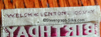 WELCH & LENTON makers name woven on the reverse top turn-over of this bookmark